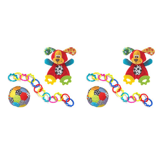 6pc Playgro Baby/Kids Super Links/Mini Soccer Ball/Teething Blankie Toys 3m+