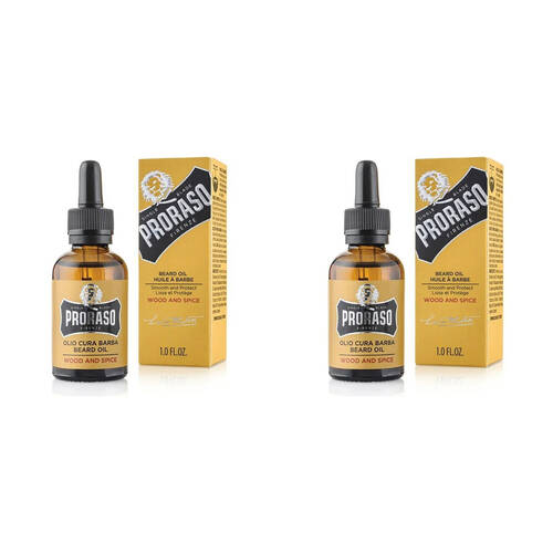 2PK Proraso Beard Oil Men's Grooming Wood & Spice Scent 30ml