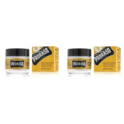 2PK Proraso Moustache Wax Cedar Wood & Spice Scent 15ml