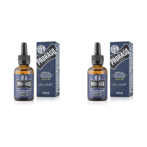2PK Proraso Beard Oil Men's Grooming Essentials Azur Lime Scent 30ml
