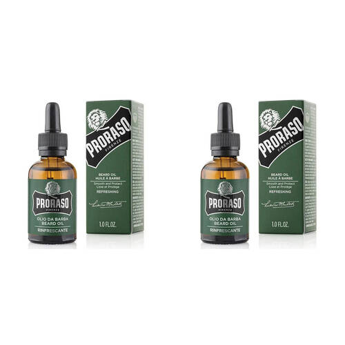 2PK Proraso Beard Oil Men's Essentials w/ Eucalypltus & Rosemary 30ml