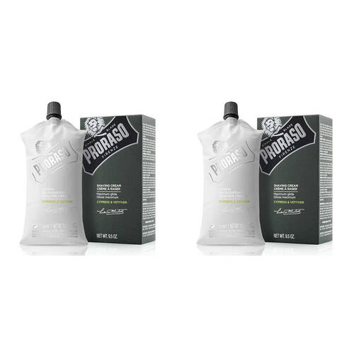 2PK Proraso Shave Cream Men's Grooming Cyprus & Vetiver Scent 275ml