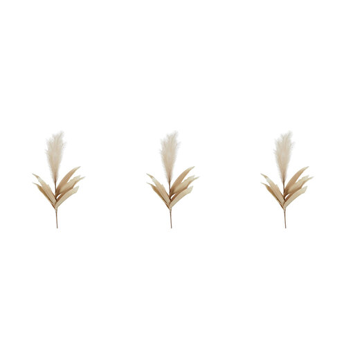3PK Belle Feather Pampas Stem Home Decorative Plant 87cm Coffee