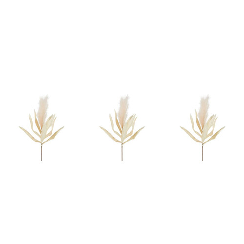 3PK Belle Feather Pampas Stem Artificial Plant 87cm - Cream