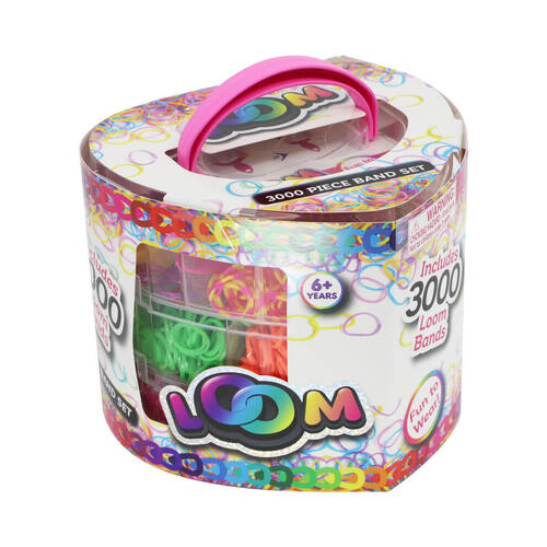 3000pc Loom Bands Heart Shape Case Kids Craft Kit 6y+