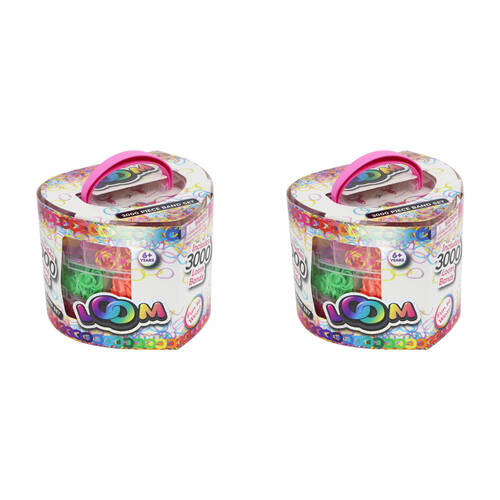 2x 3000pc Loom Bands Heart Shape Case Kids Craft Kit 6y+