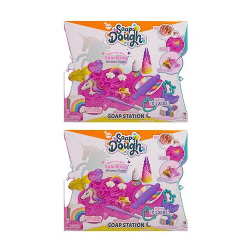 2PK Soapy Dough Soap Station Kids Modelling Clay Set Makes 12 Soaps 3y+ Assorted