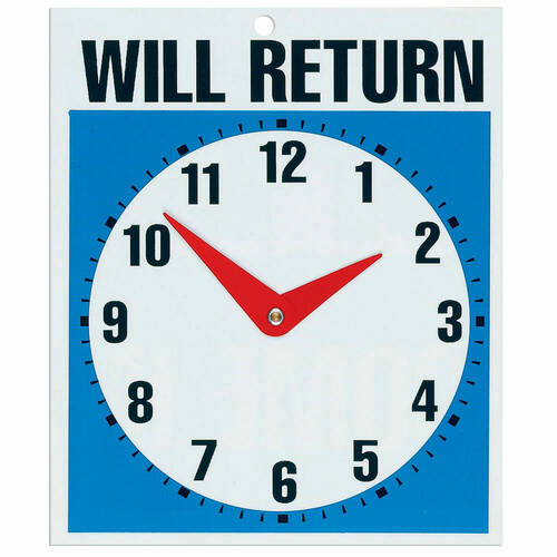 Headline Open Come In & Will Return w/ Clock - 19 x 23cm