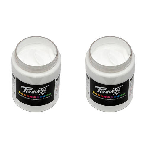 2PK Permaset Aqua Pigmented Fabric and Screen Printing Art Ink 300ml White