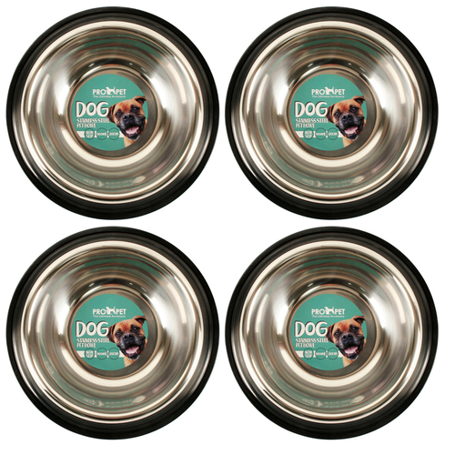 4PK Pro Pet Max Pet Dish Stainless Steel Non Slip 26cm 900Ml 