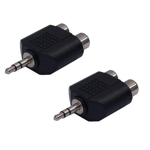 3.5mm Stereo Plug to 2X  RCA Sockets 2 Pack