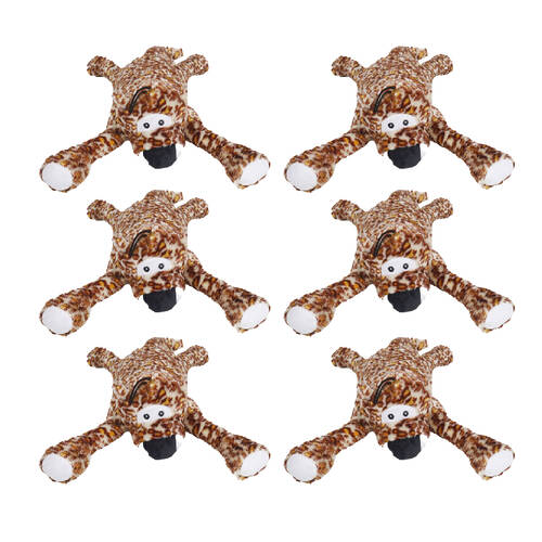 6PK Pro Pet Care Lie Down Tiger Plush Dog Toy With Squeaker 43cm Assorted