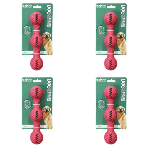 4PK Pro Pet Care Stick Chew Treat Dispenser Teeth Cleaning Dog Toy 22cm Assorted