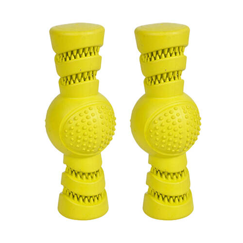 2PK Pro Pet Care Stick Ball Treat Dispenser Teeth Cleaning Dog Toy 18cm Assorted