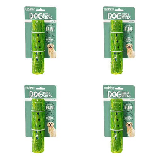 4PK Pro Pet Care TPR Fetch Stick With Crinkle Noise 20cm Assorted