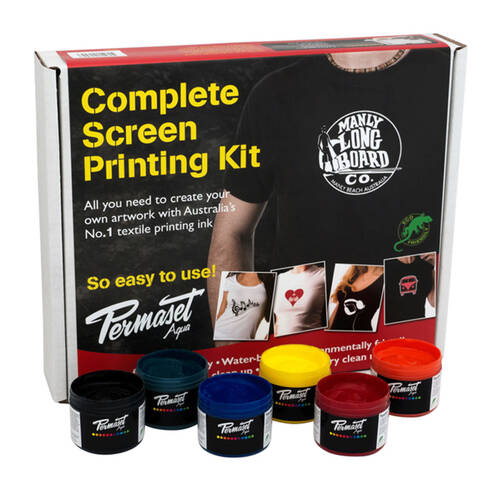 Permaset Aqua Complete Beginners Fabric Ink Screen Printing Kit Water-Based