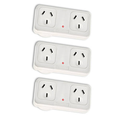 3x Horizontal Right Hand Side Powerpoint Double Surge Protector Adaptor