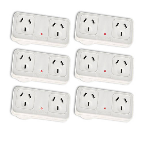 6x Horizontal Right Hand Side Powerpoint Double Surge Protector Adaptor