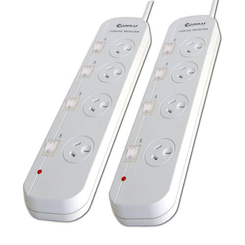 2PK Sansai 4 Individual Switch Outlet Powerboard