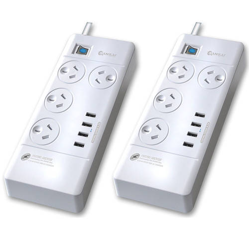 2pc Power Board 4 Way Outlets w/ 4 USB Charging Ports & Surge Protector