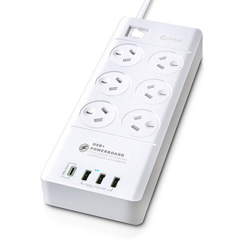 Sansai 6 Sockets USB-A/USB-C Powerboard
