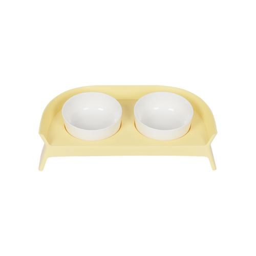 Pakeway Double Pet Feeding Bowls Rack Yellow