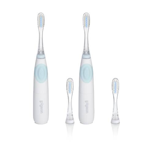 2PK Pigeon Electric Finishing Baby Toothbrush LED Light Smart Reminder 12m+