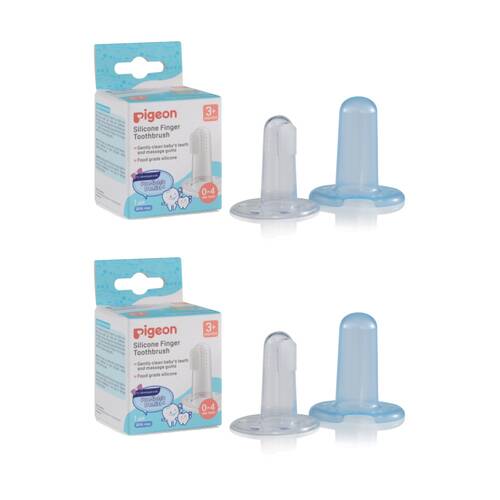 2PK Pigeon Finger Toothbrush Set Silicone Baby Teething 3m+