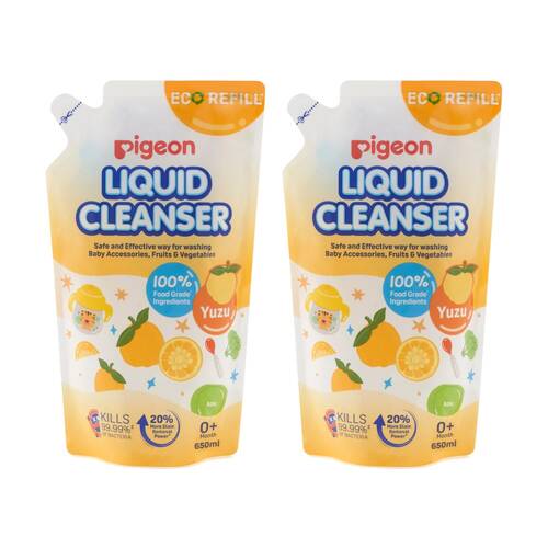 2PK Pigeon Liquid Cleanser 650ml Refill Citrus Food Safe Baby Bottle Wash