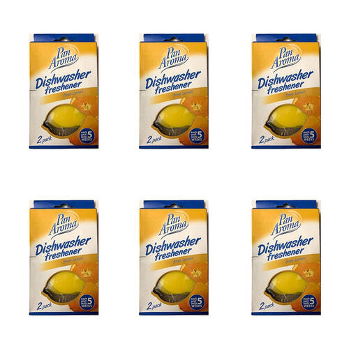 6x 2pc Pan Aroma Dishwasher Freshener Odour Eliminator - Fresh Lemon