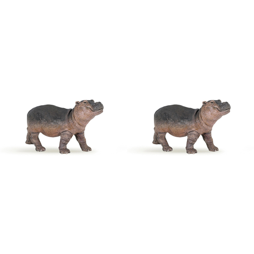 2PK Papo France 9cm Hippopotamus Calf Animal Figurine Kids Collectible Toy