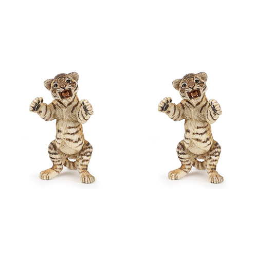 2PK Papo France 14cm Standing Tiger Cub Animal Figurine Kids Collectible Toy