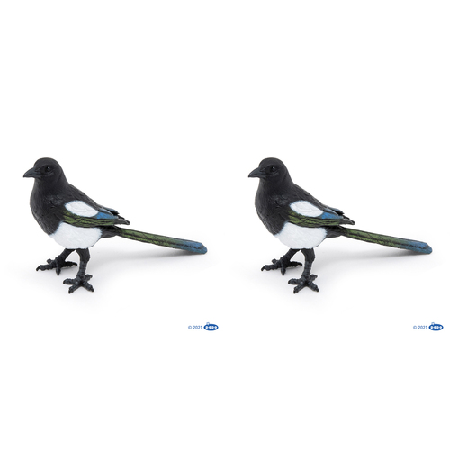 2PK Papo France Magpie Animal Figurine Kids Collectible Toy