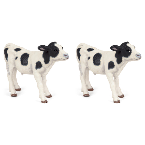 2PK Papo France Calf Figurine Collectible Kids Toy Black & White