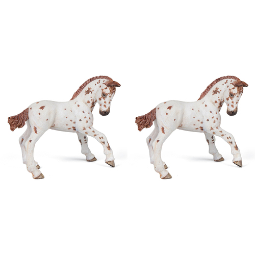 2PK Papo France Brown Appaloosa Foal Animal Figurine Kids Collectible Toy