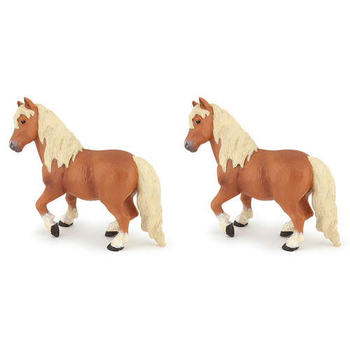2PK Papo France Shetland Pony Animal Figurine Kids Collectible Toy