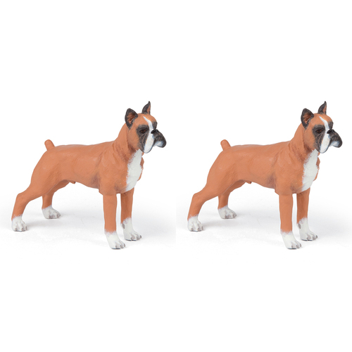 2PK Papo France Boxer Dog Animal Figurine Kids Collectible Toy