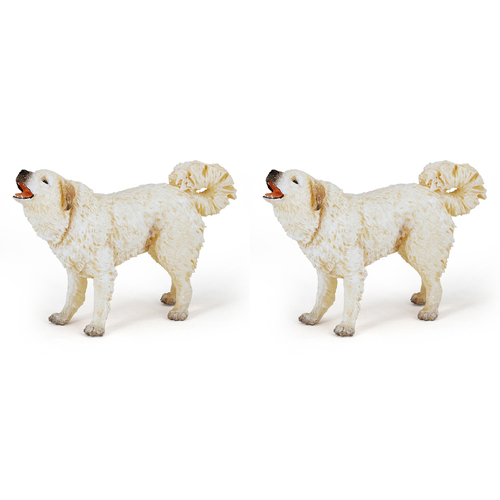 2PK Papo France Great Pyrenees Animal Figurine Kids Collectible Toy
