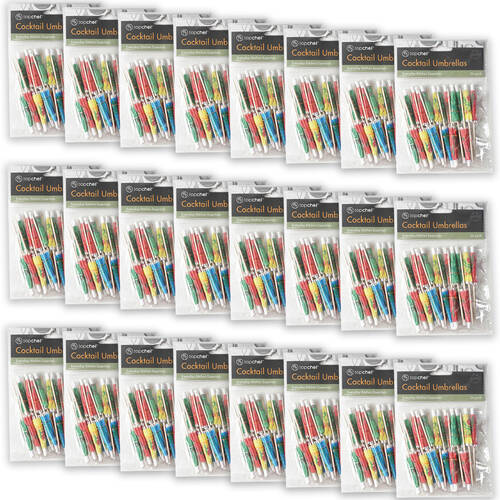 24x 24pc Topchef Paper Toothpick Cocktail Umbrellas Multicoloured Assorted