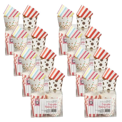 8x 40pc Topchef Cupcakes Baking Liner Cups Box Set 4.5cm Assorted