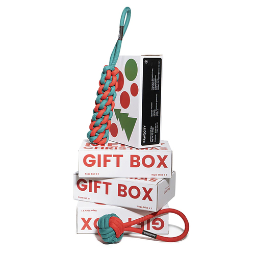 2pc Pawzcity Xmas Rope Stick & Ball Dog Pet Toy Gift Box Set