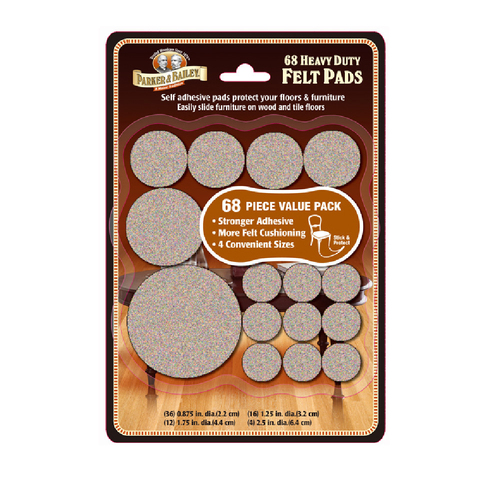 68pc Parker & Bailey Heavy Duty Felt Pads Assorted Size