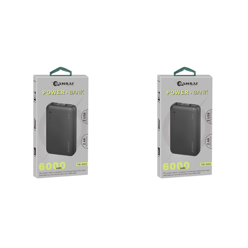 2PK Sansai Power Bank 6000mAh 22.5W w/ Kickstand 11x7 cm Assorted
