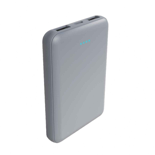 Laser 5000mAh Power Bank w/ 3in1 USB-C/8-Pin/microUSB Cable - Silver