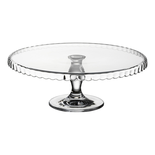 Pasabahce Patisserie Glass Scallop Pattern Down 32cm Cake Stand - Clear