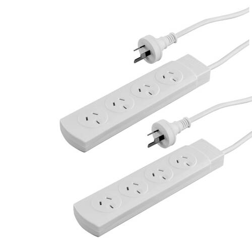 2x 4 WAY POWER BOARD WHITEWITH OVERLOAD PROTECTION