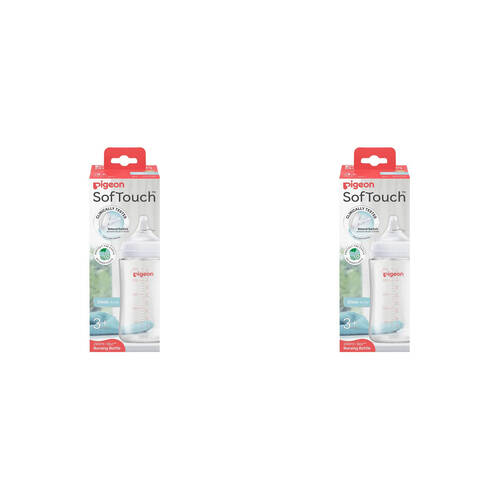2PK Pigeon 240ml Softouch Glass Baby Nursing Bottle 3m+