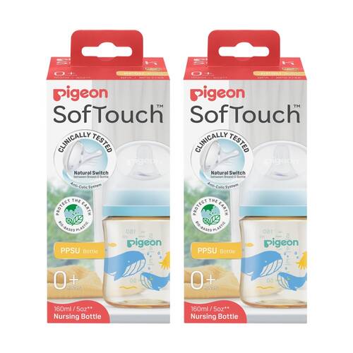 2PK Pigeon Softouch BPP Nursing Baby Bottle PPSU Ocean Dive 160ml 0m+