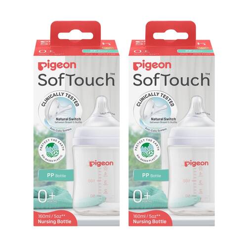 2PK Pigeon Softouch BPP Baby Bottle PP Anti-Colic 160ml 0m+