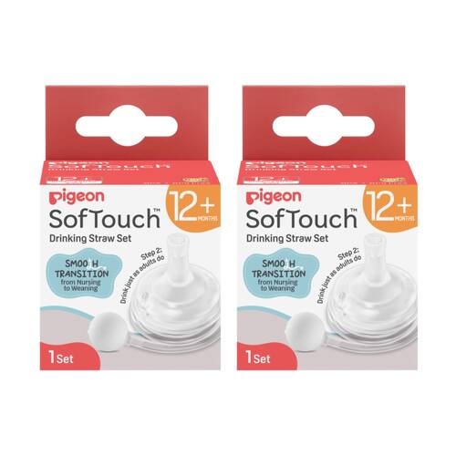 2PK Pigeon Softouch Drinking Straw Set Nursing Baby Bottle Compatible 12m+